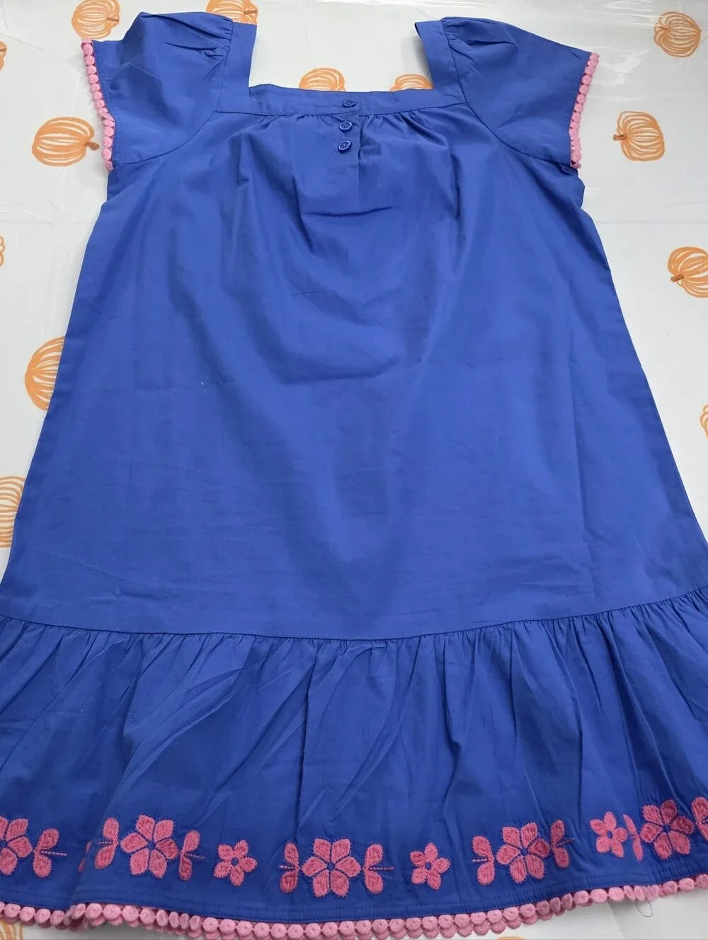 Gymboree Girls Blue Dress with Pink Floral Embroidery Size 12 NEW